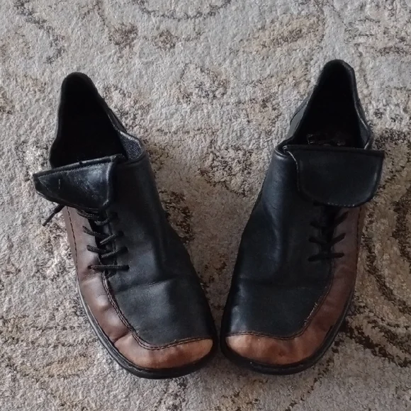 Rieker Black Leather Oxfords with Brown Laces Rieker Men 17620-00 - Black | Free Shipping in Canada  main image 4